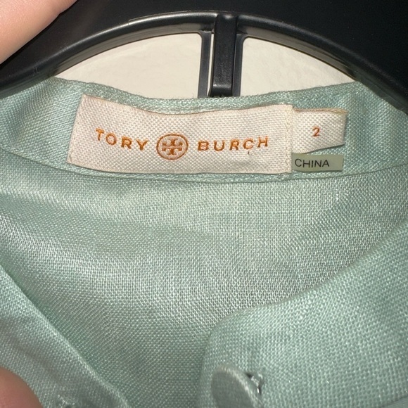 Tory Burch light blue silk linen button up blouse sz 2 - Picture 2 of 11